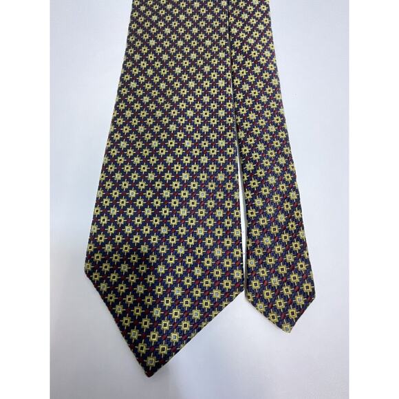 Tachi Taylor New York Classic Silk Tie Geometric Design Sewn Sun Tipping - Picture 11 of 15